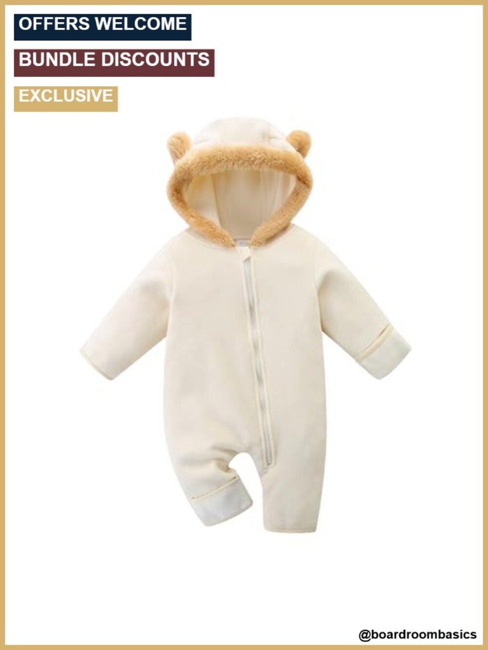 Baby Fleece Jumpsuit Hooded Bear Ears Warm Snowsuit